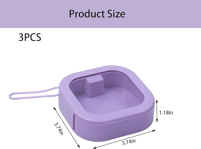 3 Pcs 3.74 * 3.74 * 1.18 in Purple Portable Hair Tie Organizer, Travel Hair Accessories Organizer Storage Boxes Portable Holder, Bathroom Cotton Swab Dispenser for Women/Mom