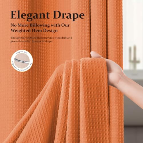 Dynamene Stall Waffle Shower Curtain 256GSM Heavy Fabric 36x72 Burnt Orange - Image 4