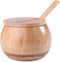 Wood Salt Box Condiment Container Spice Jar Bamboo Salt Sugar Cellar Bowl with Lids and Spoons for Kitchen (Bamboo)