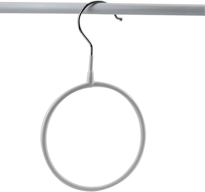6 Pcs Circle Scarf Ring Hangers Non-Slip Belt Holder Hanger with Hook Scarf Organizers Belt Ties Hanger Rack for Tank Tops Scarves Ties Belts Wardrobe Storage Rack Closet Accessory Hangers, White