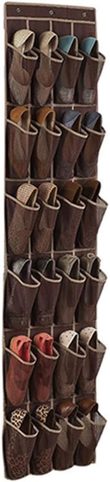 ZXD ZHEXUNDIAN 24 Pocket Over The Door Shoe Organizer Rack Hanging Storage Save Closet and Door Space (Color : Dark Khaki)