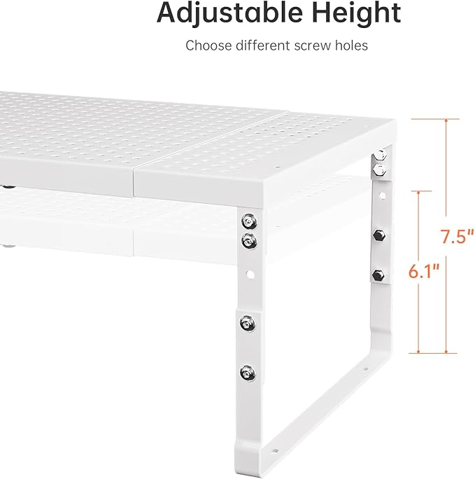 Cabinet Shelf,Expandable Adjustable Stackable Kitchen Organizer,for cabinets, Kitchens, countertops, bathrooms Shelf Organizer(3Packs/White,Large)