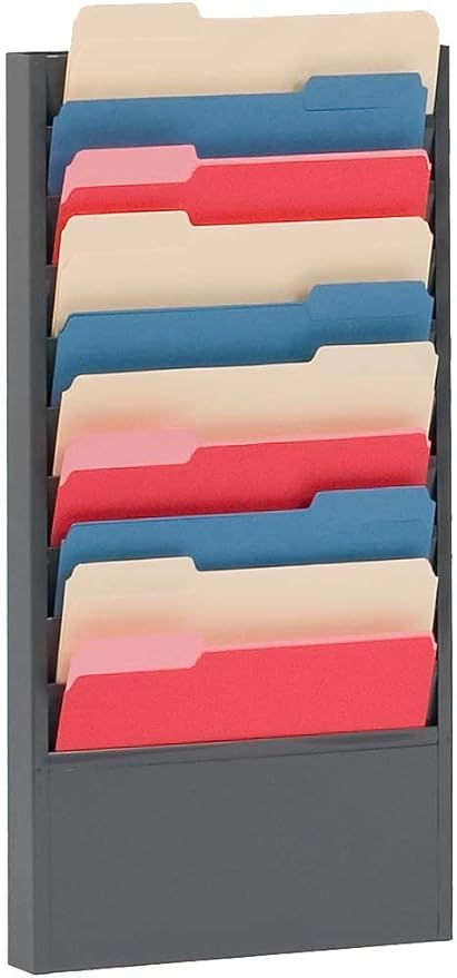 Durham 406-95 Gray Cold Rolled Steel 10 Large Pocket Forms Literature Rack, 13-1/4" Width x 26-1/4" Height x 4-1/8" Depth