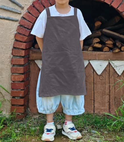 Kids Cotton Cross Back Aprons Children Chef Pure Child Apron with 2 Pockets for Baking Painting Cooking - Image 5