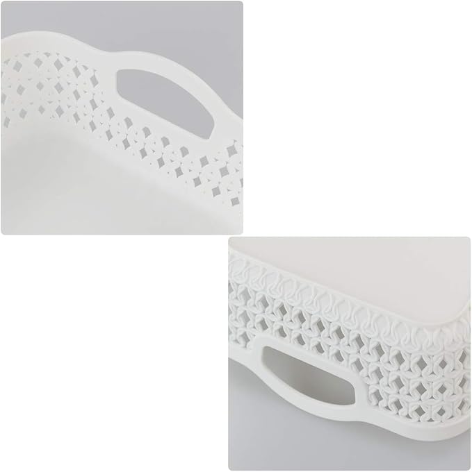 6-Pack Small Plastic Storage Tray Basket Organizing Basket, White
