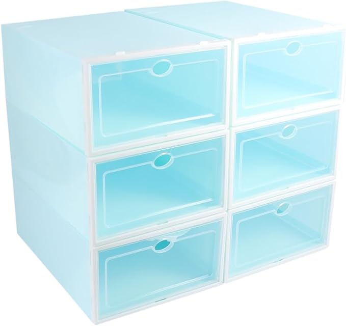 6pcs Stackable Shoes Storage Bins Shoe Boxes Lids Endurable Containers