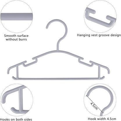 GoodtoU Plastic Baby Hangers, Gray, 60 Pack, Sturdy and Durable, Ideal for Kids' Clothes