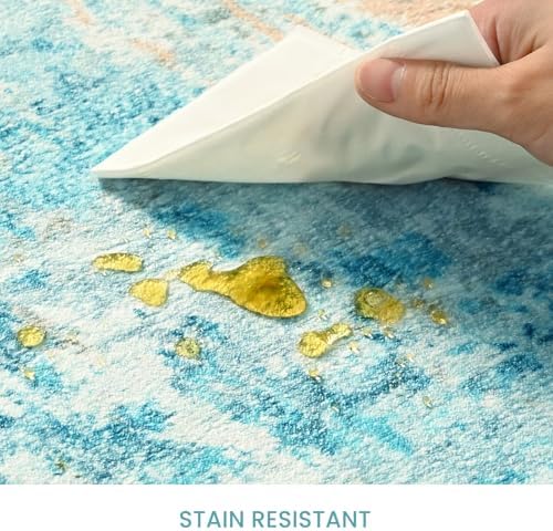 Entrance Rugs Indoor 2x3 Teal Blue Entry Rug Washable Abstract Small Area Rug Non-Slip Low Pile Throw Rugs for Entryway, Kitchen Floor, Front Door Indoor Door Mat, Bathroom, Bedroom Bedside - Image 7
