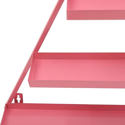 Metal Wall-Mounted Nail Polish Storage Racks, Nail Polish Storage Racks 6PCS Triangular Cosmetic Display Racks Metal Wall Mounted Nail Polish Rack for Spa Nail Salon Shop Home (Pink)