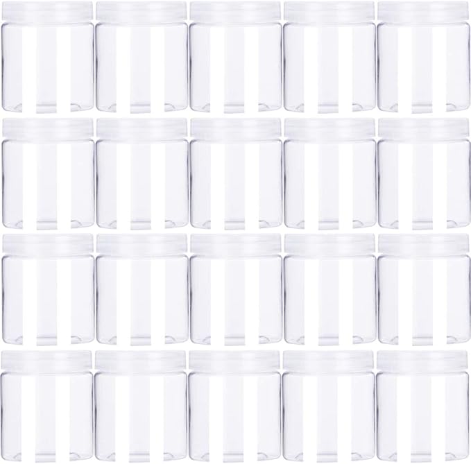 20 Pack 4oz/120ml Round Plastic Jars with Lids Empty Clear Slime Containers,Wide-Mouth Refillable Storage Containers for Cosmetics,Lotion,Food Storage