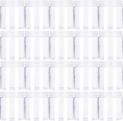 20 Pack 4oz/120ml Round Plastic Jars with Lids Empty Clear Slime Containers,Wide-Mouth Refillable Storage Containers for Cosmetics,Lotion,Food Storage