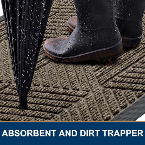 Smiry Front Door Mat Outside Entrance, Low Profile Rubber Doormat, 47x17 - Image 3