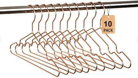 12.5" Rose Gold Shiny Steel Metal Wire Children's Baby Toddler Infant Hangers - 10 Pack Non-Slip Durable Space-Saving Baby Clothes Coat Hangers
