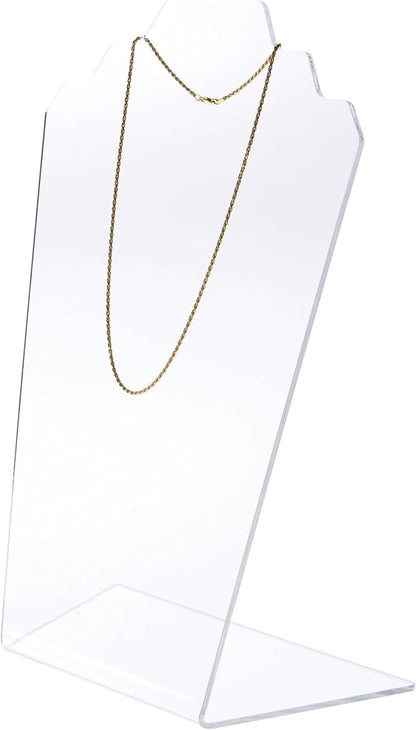 Plymor Clear Acrylic Stair-step Necklace Display Stand, 8" W x 4" D x 11.75" H (2 Pack)