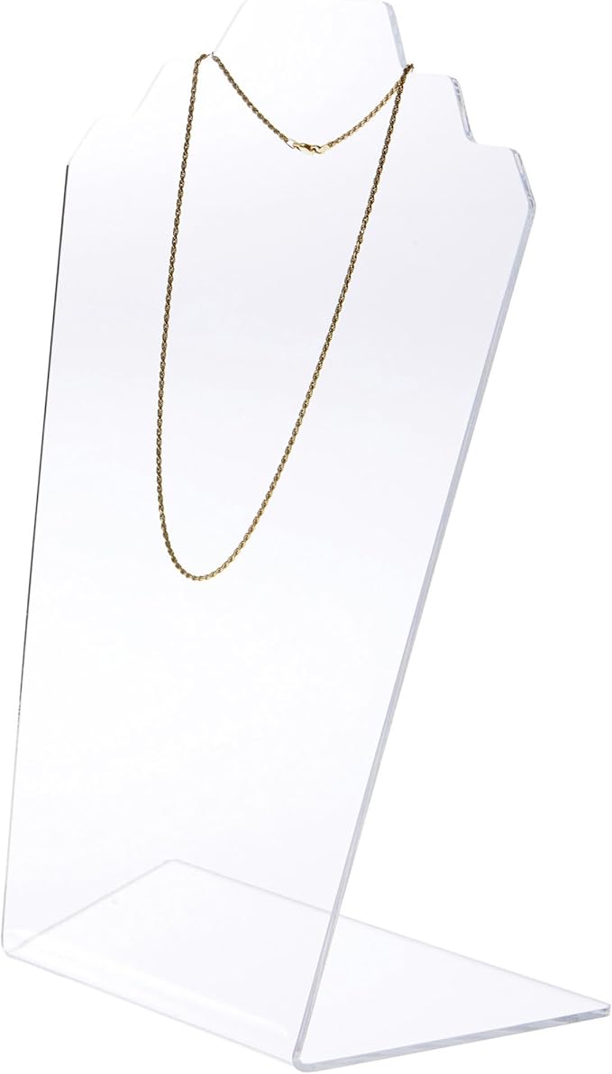 Plymor Clear Acrylic Stair-Step Necklace Display Stand, 8" W x 4" D x 11.75" H (6 Pack)