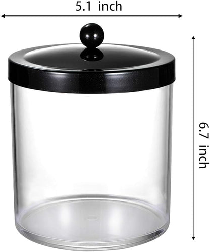 SheeChung 50oz Large Plastic Apothecary Jar with Black Stainless Steel Lid - Shatterproof Laundry Pods Container - Modern Industrial Bathroom & Kitchen Storage Organizer for Scent Beads, Bath Bombs
