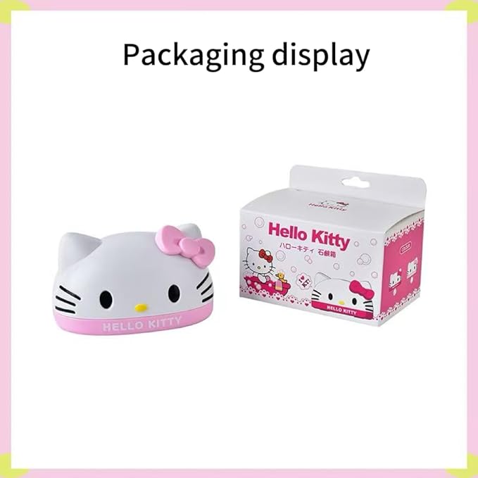 for Kitty Cute Soap Case Holder Container with Lid - Cute Soap Dish for Bathroom Accessories (White kt)