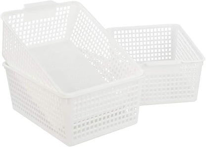 Kiddream Set of 3 White Storage Bins Plastic Baskets For Organizing