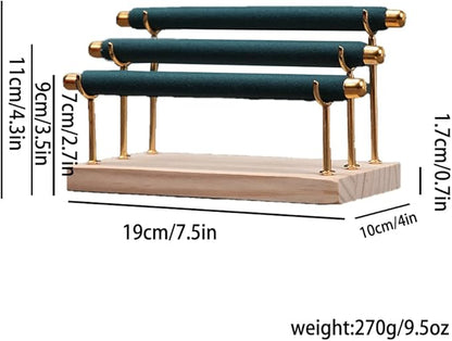 Magik 1-2 Ring Display Holder Detachable Tier Rack Jewelry Storage Organizer Tower (3 Layers, Green)