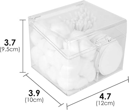 Adorila 2-Compartment Cotton Swab Holder with Easy-Open Lid Handle, Compact Clear Organizer for Bathroom Drawer & Vanity