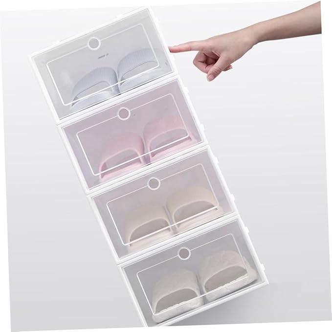 24pcs Thicken Plastic Shoe Boxes Stackable Sneaker Boxes Moisture and Dustproof for Shoe Cabinets