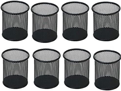 Pen Holder Mesh Pencil Holder Metal Pen Holder Pencil Holder for Desk Office Pen Organizer Black, 8 Pack by SNOWCOOLERPenHoldersforOffice