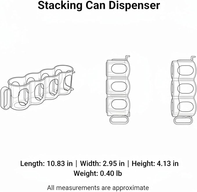 Stacking Can Dispenser for Refrigerator, Slim Vertical Soda Organizer Rack to Maximize Shelf Space, Durable PP Plastic Storage Holder for Pantry & Kitchen
