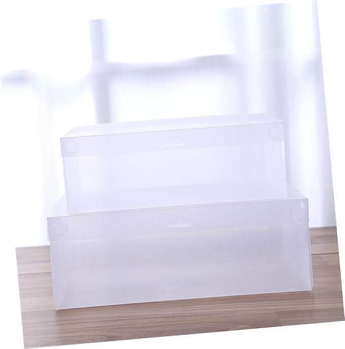 SEWACC 6pcs Flip-top Shoe Storage Boxes 33x20x12cm Large Plastic Shoe Organizers Dustproof White for Home Closet Organization