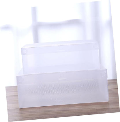 SEWACC 6pcs Flip-top Shoe Storage Boxes 33x20x12cm Large Plastic Shoe Organizers Dustproof White for Home Closet Organization