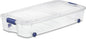 66 Quart Wheeled Latch Box, Clear Underbed Storage Bin with Lid, Blue