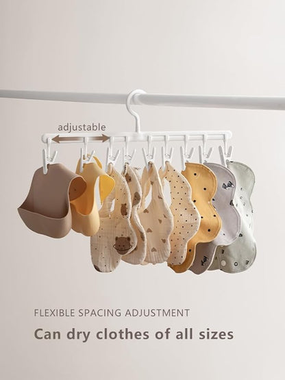 360 Rotating Hat Organizer Rack for Closet - Baseball Cap Holder With 10 Clips - Door Mounted Storage Solution - White