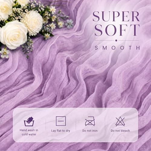 6 Pack Lavender Cheesecloth Table Runner 17x108 Inch Boho Rustic Semi Sheer Gauze Cheese Cloth Table Runner for Wedding Bridal Shower Baby Shower Party Farmhouse Dining Table Decor - Image 2