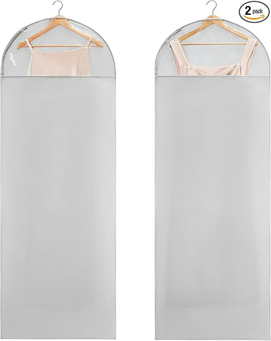 Carbrea 66 Inch Garment Bags for Hanging Clothes - Long Dress Bags for Gowms Closet Wardrobe Storage Travel - 2 Pack