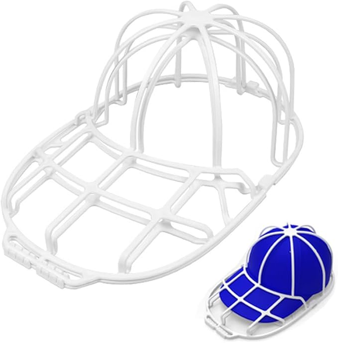 Hat Washer Cage for Washing Machine - Cap Cleaner Holder for Cleaning and Protecting Hats- Universal Hat Cleaner for for Adult and Kid's Baseball Caps - White (1 Pack)
