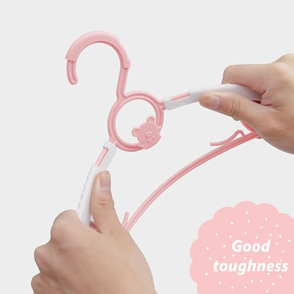 Baby Adjustable Clothes Hangers,20pcs Kids Non-Slip Bow Rack Hangers,Extendable Coat Plastic Hangers for Newborn Infant Toddler Child Laundry Nursery Closet