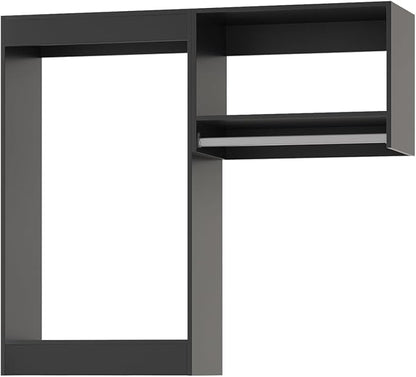 64" Wide Modular Closet Organizer System With Hanging, Wood Tower Storage for Walk In Closets, Wall Mounted Wardrobe Kit, Bedroom, Black