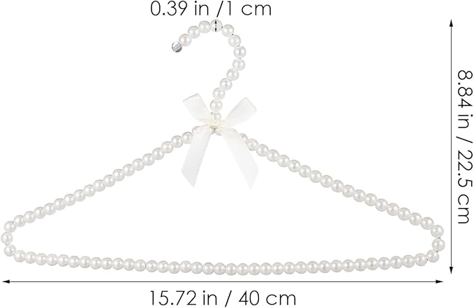 PRETYZOOM Artificial Pearl Bowknot Clothes Hangers 15.7 Inch Plastic Hangers for Home Wardrobe Wedding Bride Dress Display with Strong Load Capacity 2-Pack