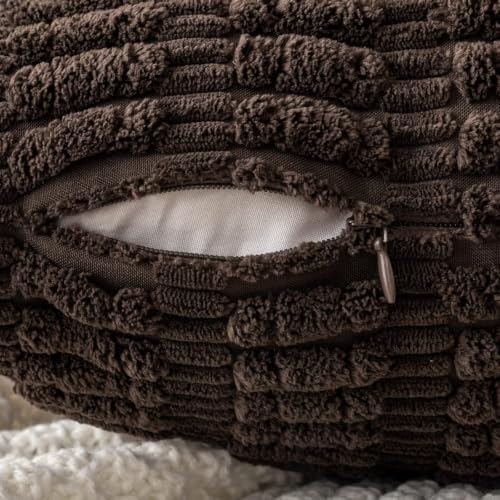 MIULEE Corduroy Decorative Throw Pillow Covers 18x18 Dark Brown Pack of 2 - Image 7