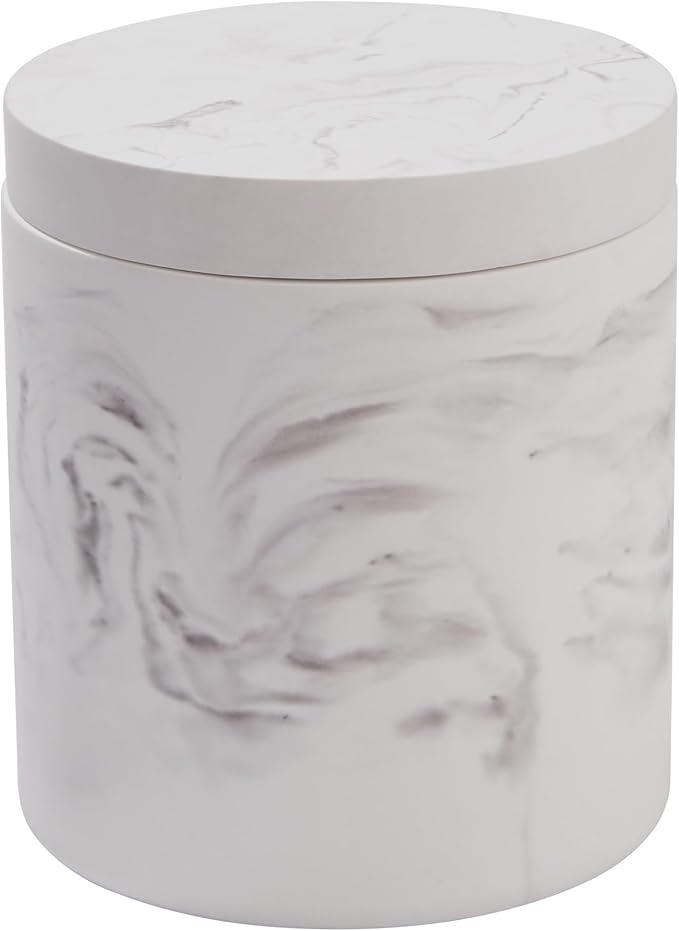 Qtip Holder Dispenser with Lid, Diatomaceous Earth Bathroom Canister for Cotton Swabs Balls Pads, Vanity Organizer Jar, Non-Slip Base