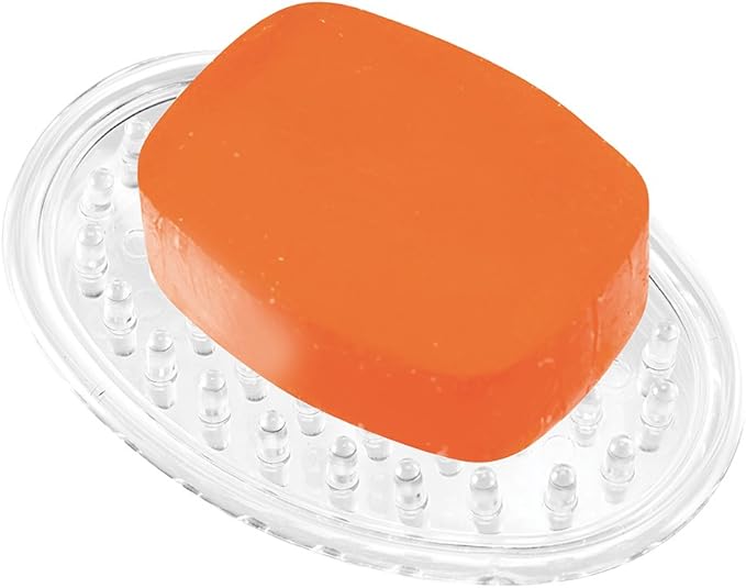 iDesign Plastic Soap Saver, Holder Tray for Bathroom Counter, Shower, Kitchen, 0.75" x 3.25" x 4.75", Set of 12, Clear