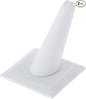 Plymor White Faux Leather Ring Finger Display, Single on Square Base, 2.125" W x 2.125" D x 2.375" H (Pack of 2)