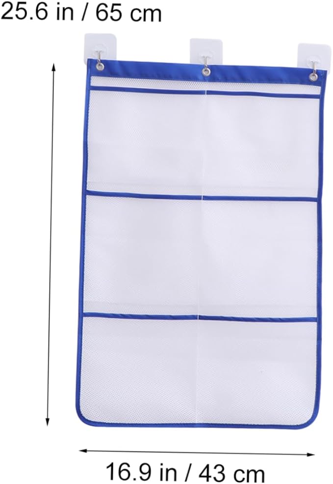 Alipis Travel Shower Organizer Mesh Pockets Over Door Hanging Storage Bag for Bathroom Closet and Pantry Seamless Hooks for Easy Installation Random Color