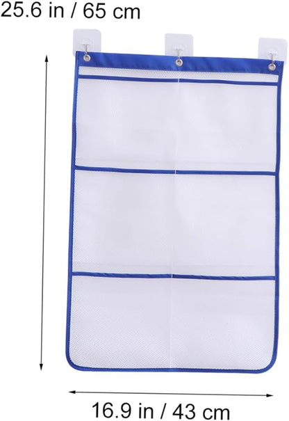 Alipis Travel Shower Organizer Mesh Pockets Over Door Hanging Storage Bag for Bathroom Closet and Pantry Seamless Hooks for Easy Installation Random Color