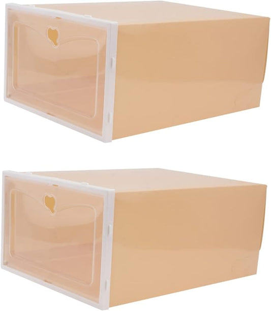 Cabilock Shoe Box for Men 2 Pack Storage Containers Thick Plastic Waterproof Easy to View Access
