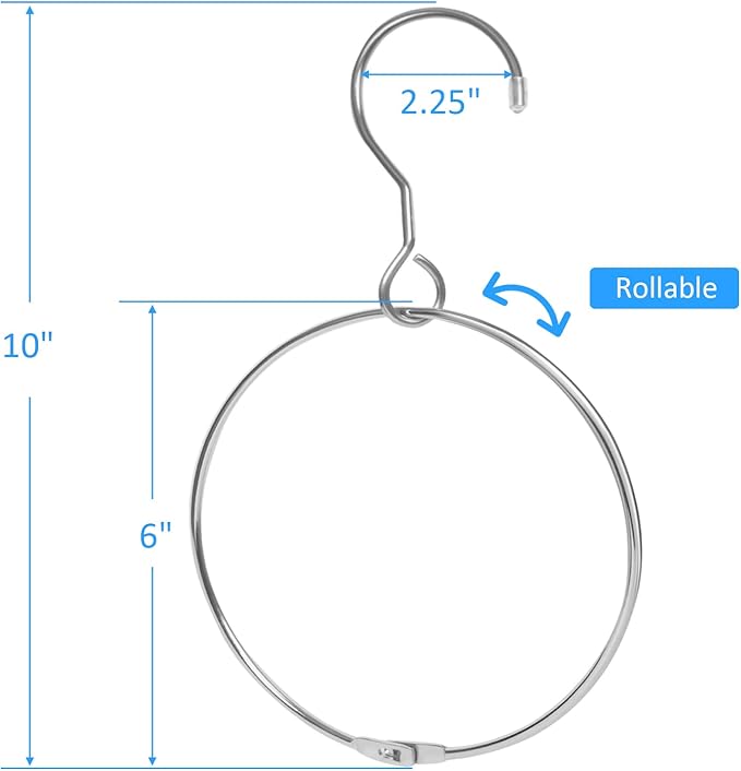 2 Pack Belt Organizer for Closet, Closet Hanger Organizer, Chrome Ring Hanger for Belts Ties Scarves and Accessory Storage