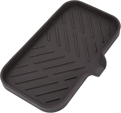 MicoYang Silicone Bathroom Soap Dishes with Drain Spout-Bathroom and Kitchen Sink Organizer,Sponge Holder,Dish Soap Tray,Perfect for Dispenser,Scrubber,Bottle,Cup on Sink or Counter-Coffee 9.6"×5.3"