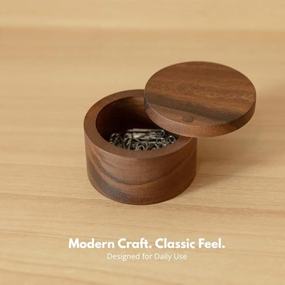 SiamMandalay Wooden Salt Cellar Box or Wood Spice Storage Container with Swivel Lid (6 oz,170 grams) – Countertop Handmade Acacia Herb, Tea Leaf, Sugar or Seasoning Holder Kitchen Accessory