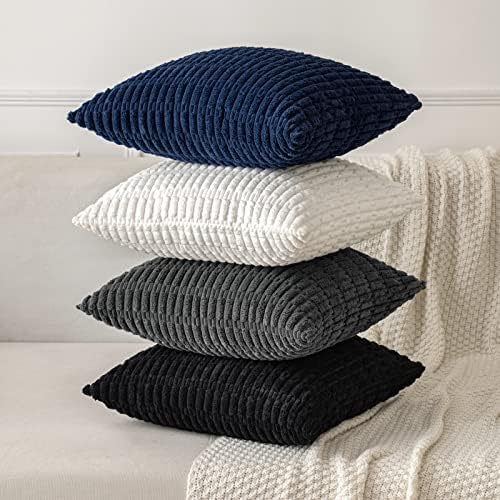 MIULEE Corduroy Decorative Throw Pillow Covers 20x20 Navy Blue Pack of 2 - Image 4