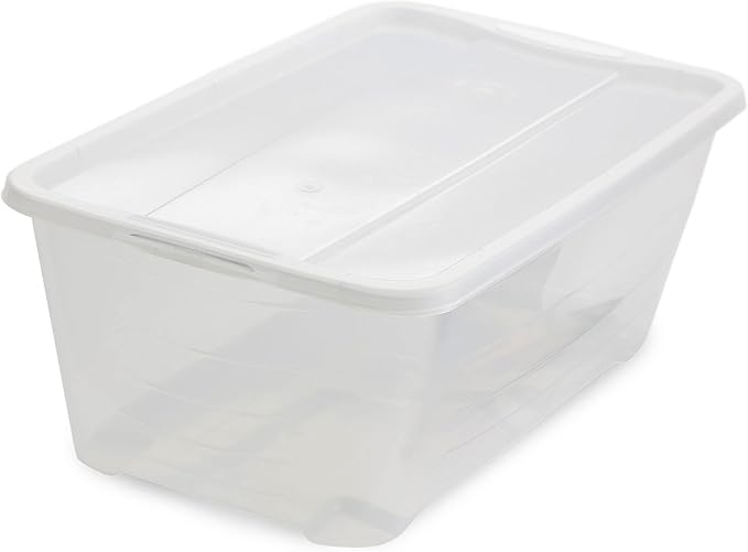 Life Story 6 Quart Small Rectangular Clear Plastic Lidded Storage Shoe Box for Home and Closet Organization, 4 Pack