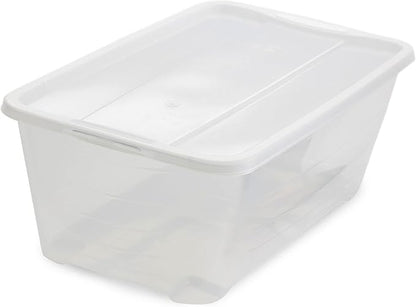 Life Story 6 Quart Small Rectangular Clear Plastic Lidded Storage Shoe Box for Home and Closet Organization, 4 Pack